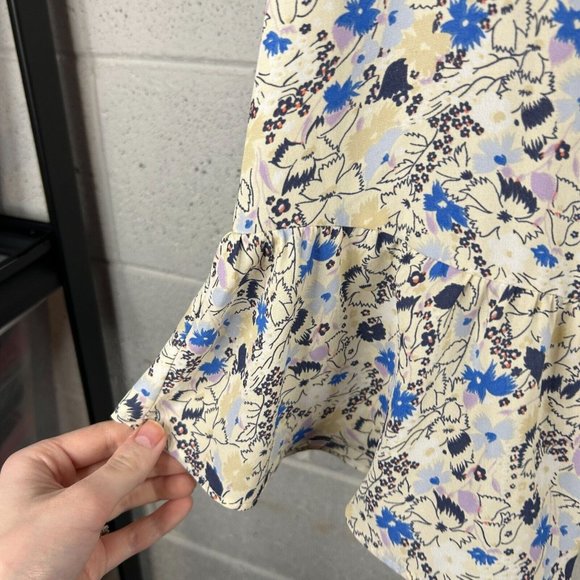 GAP Womens M Floral Peplum Short Sleeve VNeck Blouse Pastel Floral Spring Easter - Picture 6 of 9